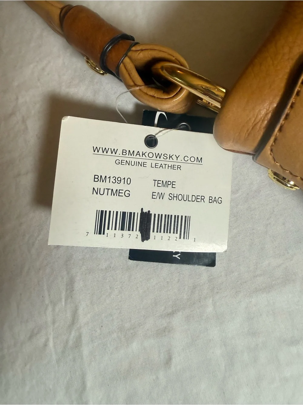 b. makowsky Cognac Leather Hobo with Gold Ring Detail